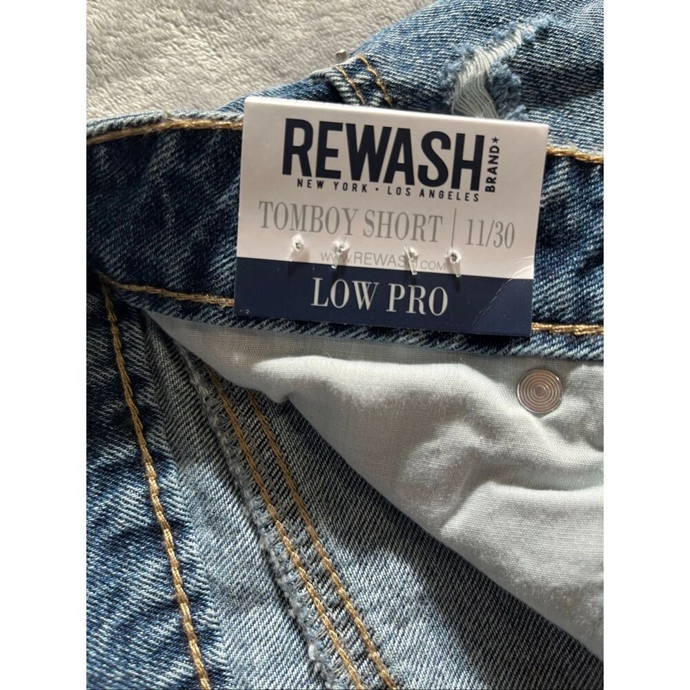 Rewash Classic Medium Blue Denim Cutoff Shorts Low Pro Tomboy Shorts Sz 11/30 - Picture 7 of 10